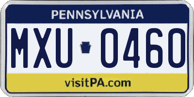 PA license plate MXU0460