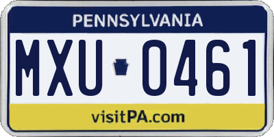 PA license plate MXU0461