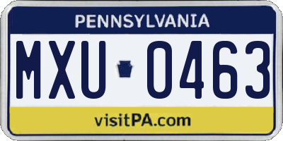 PA license plate MXU0463