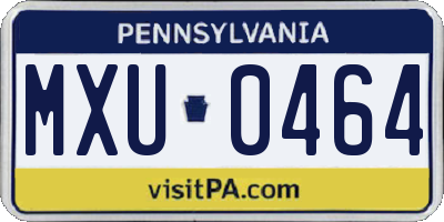 PA license plate MXU0464