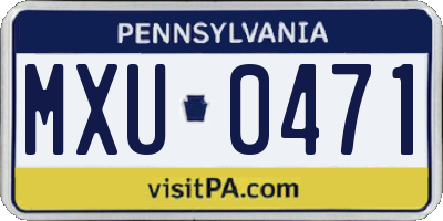PA license plate MXU0471