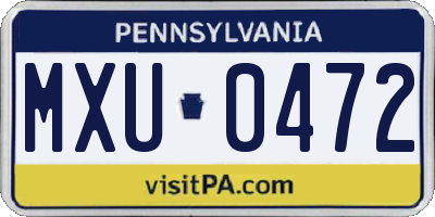 PA license plate MXU0472