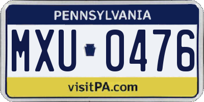 PA license plate MXU0476