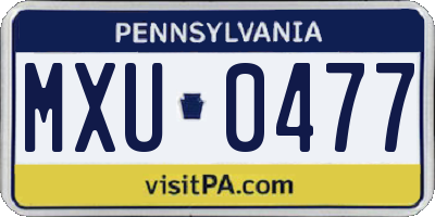 PA license plate MXU0477
