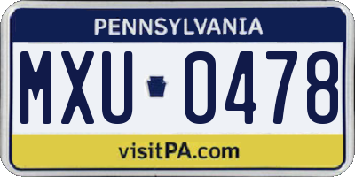 PA license plate MXU0478