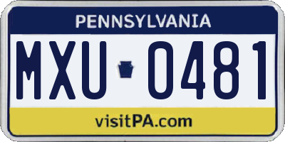 PA license plate MXU0481