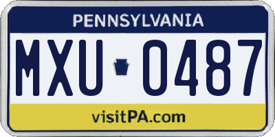 PA license plate MXU0487