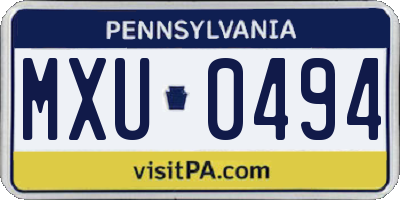 PA license plate MXU0494