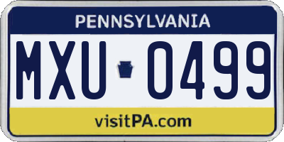PA license plate MXU0499