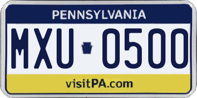 PA license plate MXU0500