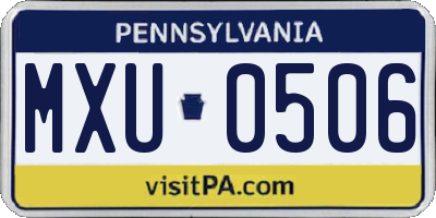 PA license plate MXU0506