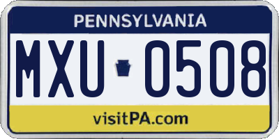 PA license plate MXU0508