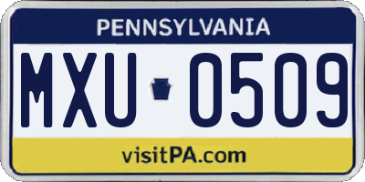 PA license plate MXU0509
