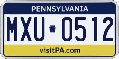 PA license plate MXU0512