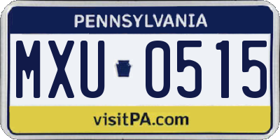 PA license plate MXU0515