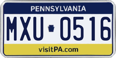 PA license plate MXU0516