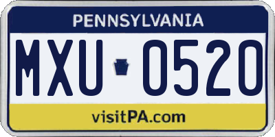 PA license plate MXU0520