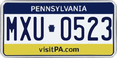 PA license plate MXU0523