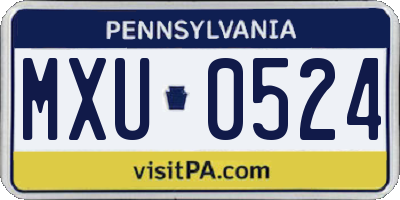 PA license plate MXU0524
