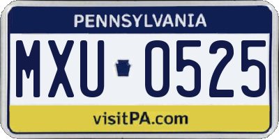 PA license plate MXU0525