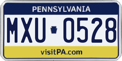 PA license plate MXU0528