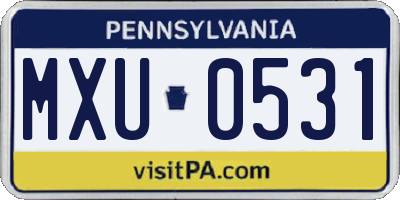 PA license plate MXU0531