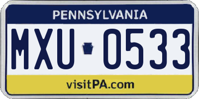 PA license plate MXU0533