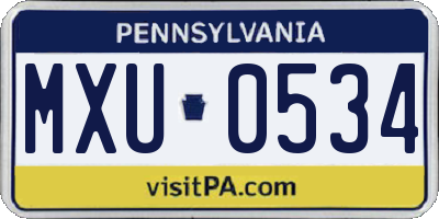 PA license plate MXU0534