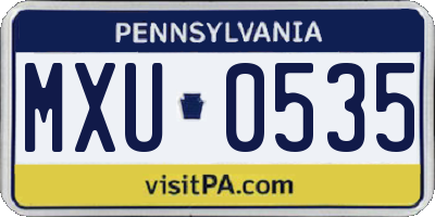PA license plate MXU0535