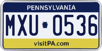 PA license plate MXU0536