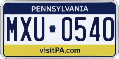 PA license plate MXU0540