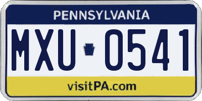 PA license plate MXU0541