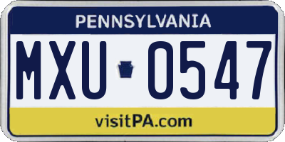 PA license plate MXU0547