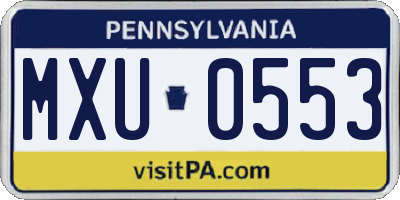 PA license plate MXU0553