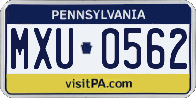 PA license plate MXU0562