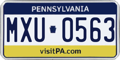 PA license plate MXU0563
