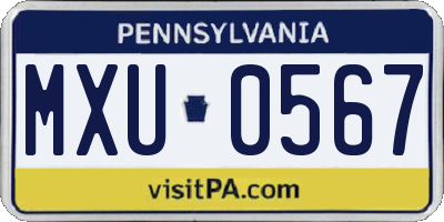 PA license plate MXU0567