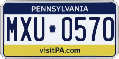 PA license plate MXU0570