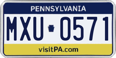 PA license plate MXU0571