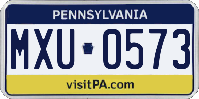 PA license plate MXU0573
