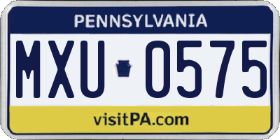 PA license plate MXU0575