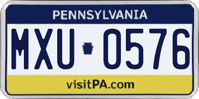 PA license plate MXU0576