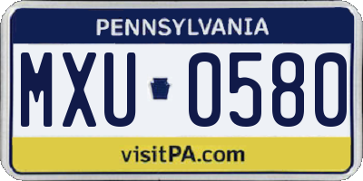 PA license plate MXU0580
