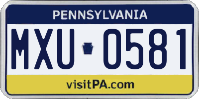 PA license plate MXU0581