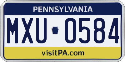 PA license plate MXU0584