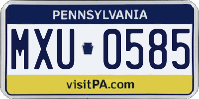 PA license plate MXU0585