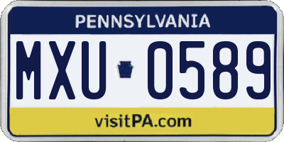 PA license plate MXU0589