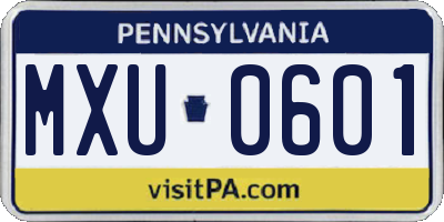 PA license plate MXU0601