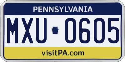 PA license plate MXU0605