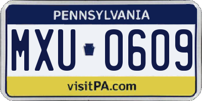 PA license plate MXU0609